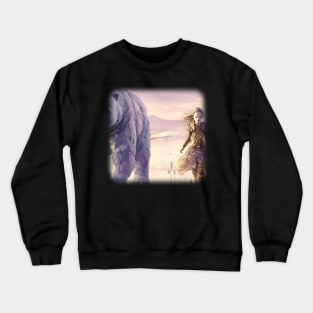 Girl in a snowy area next to a polar bear Crewneck Sweatshirt